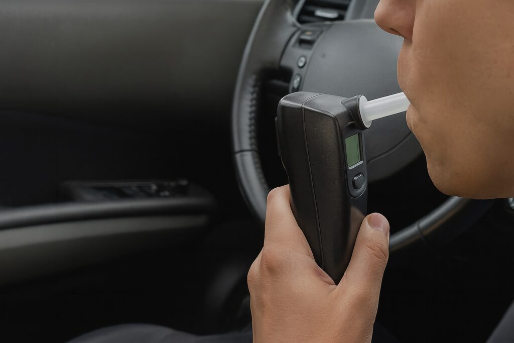 Dispositivo alcolock installato in auto per blocco accensione in caso di alcol